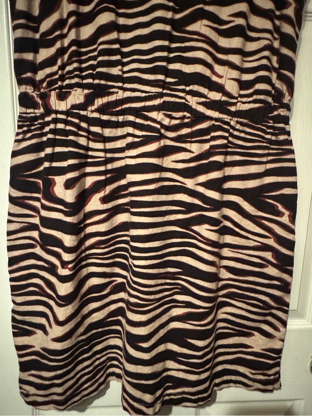 Liz Claiborne Sz XL Linen Black and Cream Zebra Print Button Front dress - Picture 9 of 10